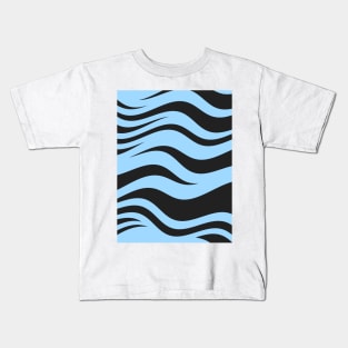 Blue Black Zebra Stripes Pattern Kids T-Shirt